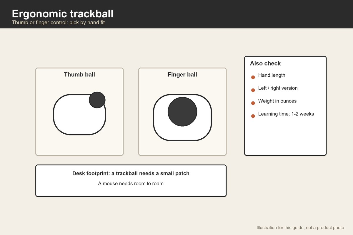 Illustration comparing thumb and finger trackballs